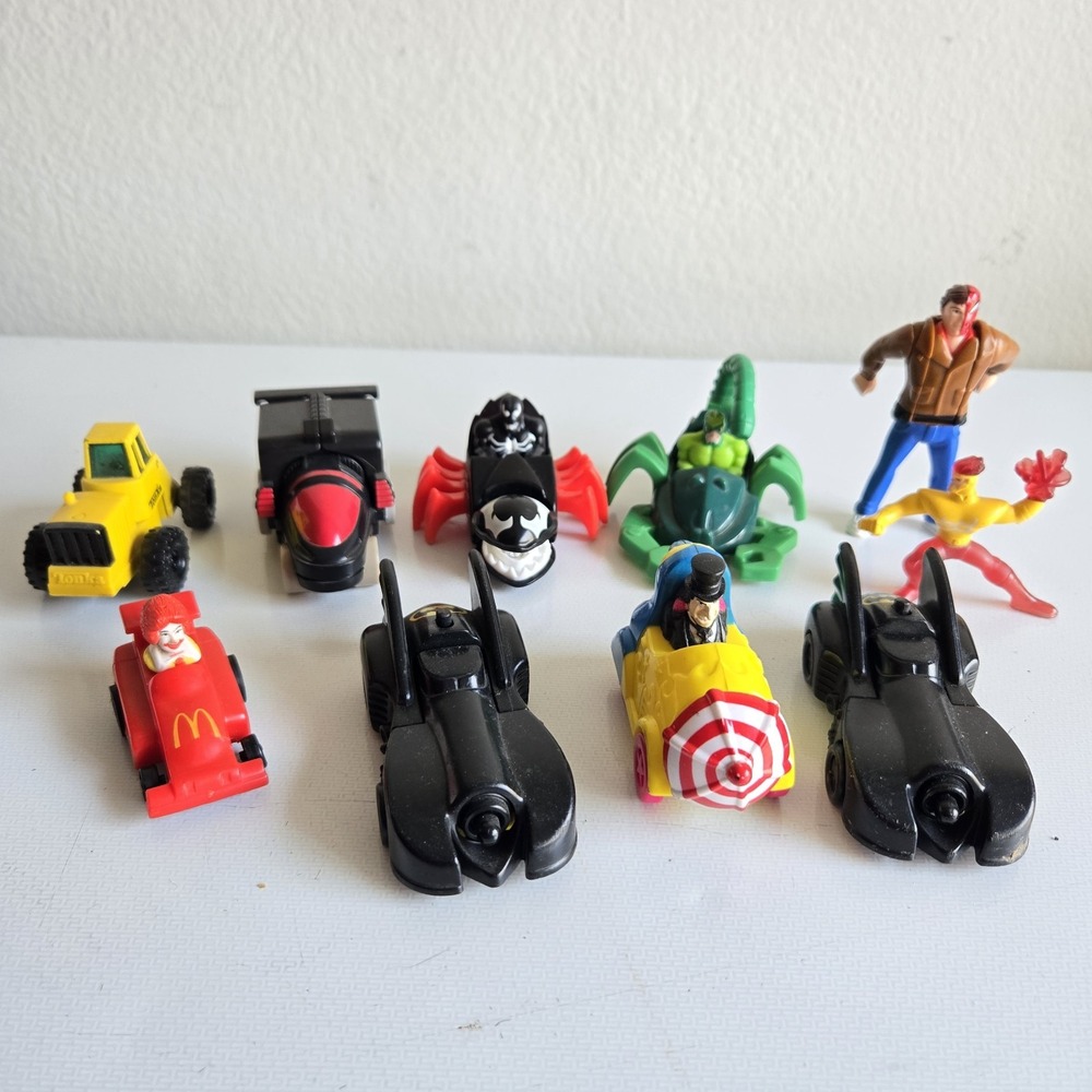 90s McDonalds Happy Meal Batman Marvel Spider-Man Hot Wheels Toys Lot of‎ 10 Vtg
